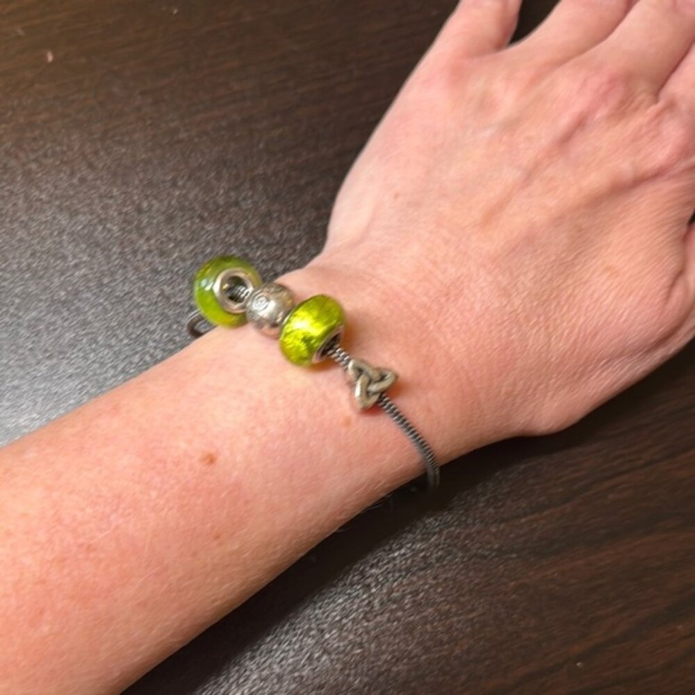 Green and Silver Beaded Bracelet